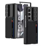 Galaxy Z Fold 6 Kılıf Kamera Korumalı Karbon Fiber Arka Yüzey Kartlıklı Kıpta Sert Kapak