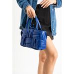 Galb Leather Bottega Veneta Model El Örgüsü Özel Aksesuarlı Premium Kadın Omuz Çantası Btg+ - Koyu Saks