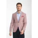 Galdino Erkek Bordo Kendinden Desenli Slim Fit Mono Yaka Blazer Ceket - 6 Drop - 58