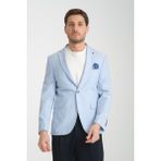Galdino Erkek Buz Mavi Kendinden Desenli Slim Fit Mono Yaka Blazer Ceket - 6 Drop - 52