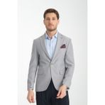 Galdino Erkek Lacivert Kendinden Desenli Slim Fit Mono Yaka Blazer Ceket - 6 Drop - 54