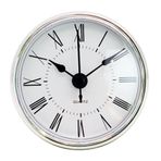 Galepromot Beyaz Yüz Gümüş Tonlu Çerçeve 2.8inç/70mm Saat Ekleme Yuvarlak Hareket Saati Romen Rakamlı Fit 63mm Çap Delik Saat Hareketleri