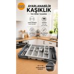 Galeriyo Ayarlanabilir Gri Kaşıklık Organizer – Genişleyebilir Çekmece İçi Düzenleyici Gri-Antrasit