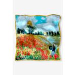 Galiga Monet Poppy %100 İpek Fular 55x55cm 'Art on Silk'