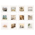 Gallery Perfect 12 Parça Beyaz Kare Fotoğraf Çerçevesi Galeri Duvar Kiti Dekoratif Sanat Baskıları ve Asma Şablonu ile