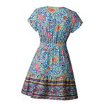 GALPADA 1 Bilgisayar Kadınlar Için Abiye Elbiseler Tek Parça Elbise Çiçek Desenli Mini Elbise Kadın Fit Ve Bol Elbise V Yaka Desenli Kısa Kollu Elbise Moda Elbise Bayanlar Yaz Şal ​​elbise