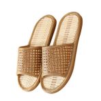 GALPADA 1 Çift Bambu Ve Rattan Terlik Bambu Örgü Terlik Uyuyanlar Bayan Terlik Kadın Tatami Terlik Burnu Açık Terlik Yaz Serin Sandalet Yazlık Terlik Seyahat Asma Otu Kamış Kayısı