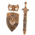 GALPADA 1 Takım Bronz Korsan Oyuncak Aslan Kalkanı Boynuz Kalkanı Göz Bandı Maskesi Seti Cosplay Ortaçağ Kalkanı Prop Sahne Kalkanı Oyun Kalkanı Taklit Cosplay Kalkanı Cosplay Maske