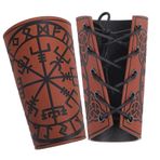 GALPADA 2 Adet Kabartmalı bileklik hobbit kostümü viking aksesuarları kürk viking ortaçağ bilek bandı zırh destek kolluk vikingler Viking kıyafeti ortaçağ kol bantları PU Deri Light Brown