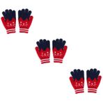 GALPADA 3 Adet Yumuşak Örgü Eldiven Çocuklar İçin Sıcak Taklit Yün Kırmızı Kolay Kız Çocuk Açık Hava Kullanımı