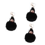GALPADA 3 Parça araba anahtarlık kadınlar için anahtarlıklar kubaton gün enderman peluş oyuncak bebekler anahtarlık halkası peluş anahtarlık Sırt çantası pom pom süslemek cüzdan çocuk