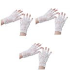 GALPADA 3 Parça dantel yarım parmak eldiven kız çocuk eldiven parmaksız Kısa Şık Avangart Streç Kız i ler balo süslemek Özlemek beyaz