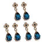 GALPADA 3 Parça Kristal Küpe Sarkan Küpeler Bırak Mavi Damla Küpe Eski Çiçek Küpe Safir Küpe Metal Sallanan Küpe Çiçek Damla Küpe Değerli Taş Sallanan Küpe Retro Küpe Gözyaşı Kadın Takı