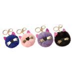GALPADA 4 Adet Anahtarlık Miyav Taklit Kürk Kedi Surat Pembe Sırt Çantası Kedi Oyuncak Ponponlar De Porristas Mha Peluş Çocuk Cüzdanı Çocuk Oyun Seti Alaşım Kız Kabarık Şeker Torbası