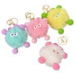 GALPADA 4 Adet Hayvan Pom Pom Anahtarlık Peluş Bebek Anahtar Zincirleri Tüylü Toplu Anahtarlık Çanta Çanta Asılı Kolye Doğum Günü Jewlery Kadınlar Için Kızlar