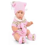 Galtoys 1127-A Azra Newborn Pembe Gri Triko Elbiseli Bebek