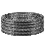 Galvanizli Çelik Tıraş Makinesi Dikenli Tel - Dış Mekan Bahçe Çiti Koruması için Çift Spiral Bant - 60 cm Gümüş Güvenlik Çiti
