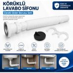 Gama Körüklü Lavabo Sifonu 32 mm Çıkışlı – Esnek Gider Borusu Seti | Kolay Montajlı Sifon Hortumu