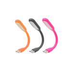 gaman 3 Adet Usb Led Işık Lamba Klavye Aydınlatma Kitap Okuma Lambası Siyah-Turuncu-Pembe