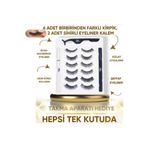gaman 6'lı Takma Kirpik Seti 2 Adet Sihirli Şeffaf ve Siyah Eyeliner Yapıştırıcı Takma Apartı Hediye
