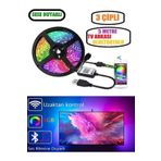 Gaman Bluetoothlu USB Şerit LED Tv Pc Arkası Telefondan Kontrollü Rgb Aydınlatma 5 Metre Sese Duyarlı