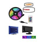 gaman Ey4m Usb'ye Takılan Tv Arkası Ambiyans Rgb Led Seti 4 Metre Uzaktan Kumandalı Çok Renkli 3 Çipli