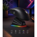 Gaman GWH-108P Manyetik Şarj Istasyonlu 6400DPI Ultra Hafif Şarjlı Kablosuz Oyuncu Mouse Oyuncu Faresi - Siyah