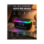 gaman Jedel Masa Saati – Gece Lambası – Çalar Saat – Bluetooth Hoparlör – Kablosuz Şarj Özellikli (SiYAH)