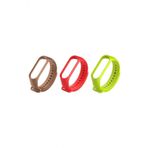 Gaman Mi Band 3/4 Uyumlu Akıllı Bileklik Kordonu 3lü Set Kahverengi - Neon Yeşil - Kırmızı