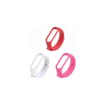 Gaman Mi Band 3/4 Uyumlu Akıllı Bileklik Kordonu 3lü Set Kırmızı Pembe Beyaz