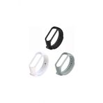 Gaman Mi Band 3/4 Uyumlu Akıllı Bileklik Kordonu 3lü Set Siyah-Gri-Beyaz