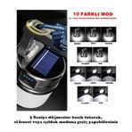 Gaman MX-519 10modlu Güneş Enerjili Solar Aydınlatma Kamp Çadır Lambası Ampül Led Şarjlı Işıldak El Feneri