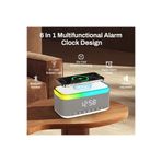 gaman RGB 13 Mod Led Işıklı Masa Üstü Bluetooth Speaker Masa Saati Alarmlı 15W Kablosuz Şarj Standlı