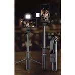 gaman S03 Led Işıklı Tripod Bluetooth Kumandalı Üçü Birarada Selfie Çubuğu Monopod