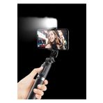 gaman Siyah Kablosuz Kumandalı Telefon Selfie Çubuğu Ayaklı Tripod Bluetooth Kumandalı Led Işıklı