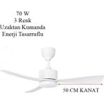 Gaman Uzaktan Kumandalı 70W LED Aydınlatmalı Tavan Vantilatörü 3 Renk Aydınlatma Pervaneli Ampul - Beyaz