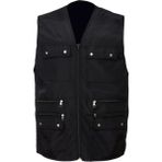 Gambia Outdoor's Erkek Tümrenkler Yazlık Kumaş Avcı Yelek Çok Cepli Baba Büyük Beden Rahat Battal - 5XL - 001-Siyah