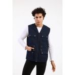 Gambia Outdoor's Erkek Tümrenkler Yazlık Kumaş Avcı Yelek Çok Cepli Baba Büyük Beden Rahat Battal - 5XL - 01L-Lacivert