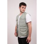 Gambia Outdoor's Erkek Tümrenkler Yazlık Kumaş Avcı Yelek Çok Cepli Baba Büyük Beden Rahat Battal - 5XL - Gri