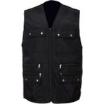 Gambia Outdoor's Erkek Tümrenkler Yazlık Kumaş Avcı Yelek Çok Cepli Baba Büyük Beden Rahat Battal - Siyah - 8XL