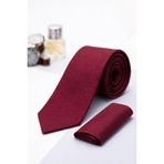 Gambocci Erkek Bordo Armürlü Mendilli Kravat Bordo Tek Ebat