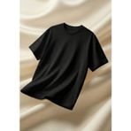 Gambocci Erkek Oversize Pamuklu Premium Bisiklet Yaka Düz Basic T-Shirt - Siyah