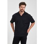 Gambocci Erkek Oversize Triko Düğmesiz Polo Yaka T-shirt