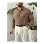 Gambocci Erkek Oversize Uzun Kollu Çİzgili Gömlek