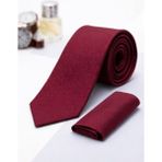 Gambocci Unisex Armürlü Kuş Gözü Desenli Slim Fit Mendilli Kravat - Bordo