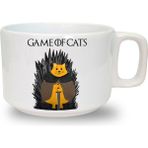 Game Of Cats Baskılı Seramik Beyaz Kahve Kupası - 1 Adet - 199 ml