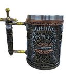 Game of Thrones Kılıç Saplı Dekoratif Paslanmaz Çelik Kupa, Taht Temalı Tasarım, Polyester Dış Yüzey
