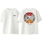 Game Of Thrones Tasarım Sırt Baskılı Pamuk Beyaz Oversize T-Shirt