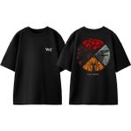 Game Of Thrones Tasarım Sırt Baskılı Pamuk Siyah Oversize T-Shirt - XL