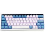 Gameagle 64 Tuşlu RGB 3 Modlu Gaming Klavye Bluetooth + 2.4g + Type-C Şarjlı Anti Ghosting, N-Key Rollover Oyuncu Klavyesi - Blue Switch - Mavi - Beyaz